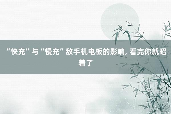 “快充”与“慢充”敌手机电板的影响, 看完你就昭着了