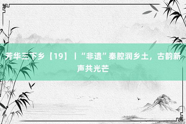 芳华三下乡【19】丨“非遗”秦腔润乡土，古韵新声共光芒