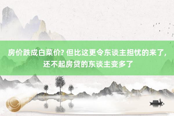 房价跌成白菜价? 但比这更令东谈主担忧的来了, 还不起房贷的东谈主变多了