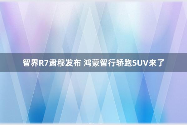 智界R7肃穆发布 鸿蒙智行轿跑SUV来了