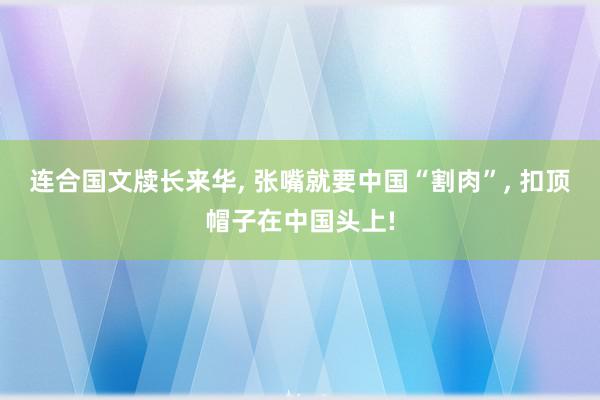 连合国文牍长来华, 张嘴就要中国“割肉”, 扣顶帽子在中国头上!