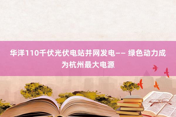 华洋110千伏光伏电站并网发电—— 绿色动力成为杭州最大电源