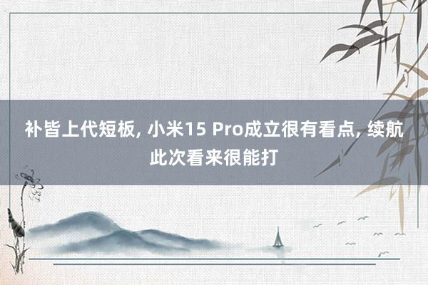 补皆上代短板, 小米15 Pro成立很有看点, 续航此次看来很能打