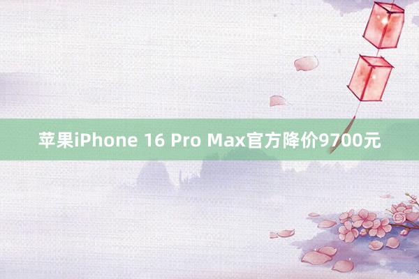 苹果iPhone 16 Pro Max官方降价9700元