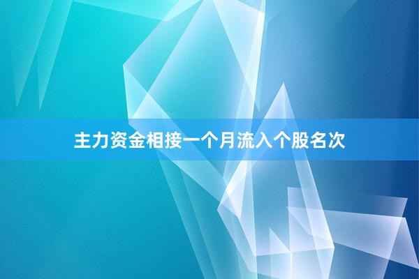 主力资金相接一个月流入个股名次