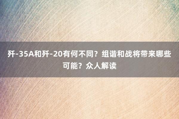 歼-35A和歼-20有何不同？组谐和战将带来哪些可能？众人解读