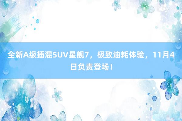 全新A级插混SUV星舰7，极致油耗体验，11月4日负责登场！