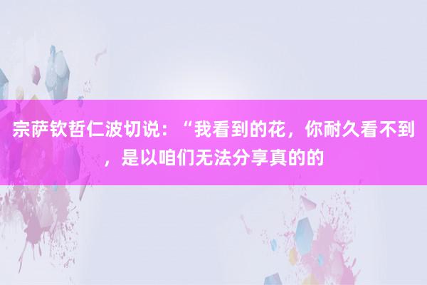 宗萨钦哲仁波切说：“我看到的花，你耐久看不到，是以咱们无法分享真的的